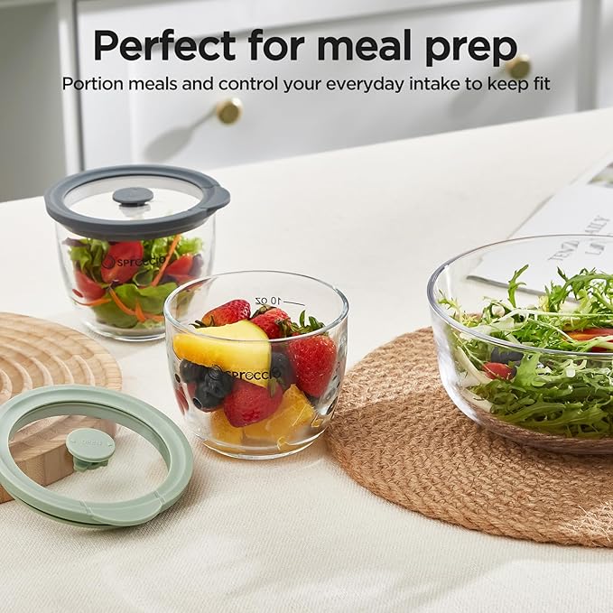 Glass Meal Prep Bowls Set - Leakproof Lids, Microwave & Dishwasher Safe 13 oz (4-Pack) Perfect for Meal Prepping, Portion Control, and On-the-Go Lunches BPA-Free