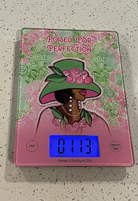 Digital Kitchen Scale for African American Women, in Grams, Ounces, Milliliters & Pounds, LCD Display, for Meal Prep, Cooking and Baking