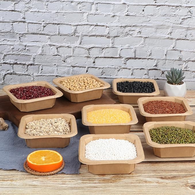 10OZ Disposable Kraft paper bowls with lids,Food containers Soup Bowls Party Supplies Treat Bowls 50 PACK