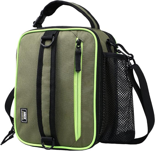 MIER Expandable Lunch Bag Insulated Lunch Box for Men to Work Travel Portable Lunchbox Bags with Shoulder Strap and Water Bottle Holder(Green)