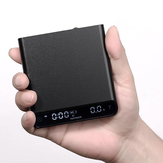 Normcore Pocket Coffee Scale V3, Pour Over Drip Espresso Scale, Barista Scale with Timer, Anodized Aluminum Body with Back-Lit LCD Display, Black