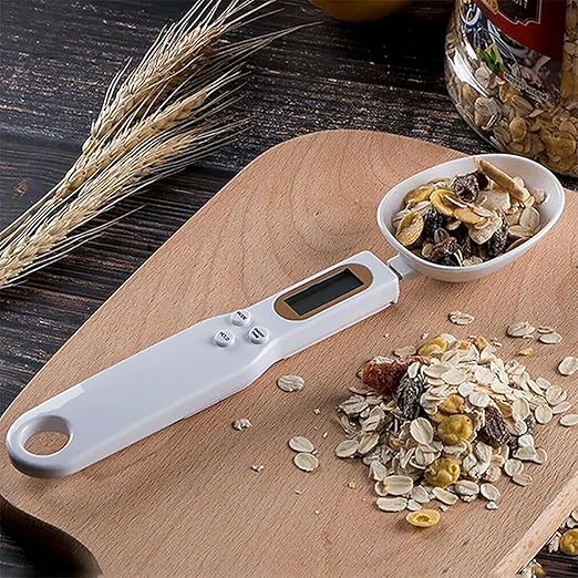 Digital Kitchen Scale, 500g/0.1g, Multi-Function with Spoon Scale and LCD Display, White