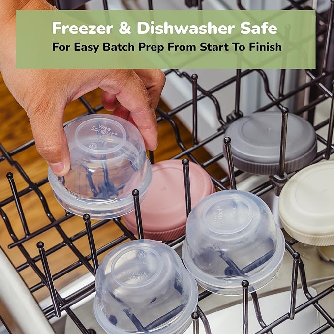 WeeSprout Leakproof Baby Food Storage - 12 Set, Small Plastic Containers with Lids, Lock in Freshness, Nutrients & Flavor, Freezer & Dishwasher Friendly, 4oz Snack Containers (Variety Matte)