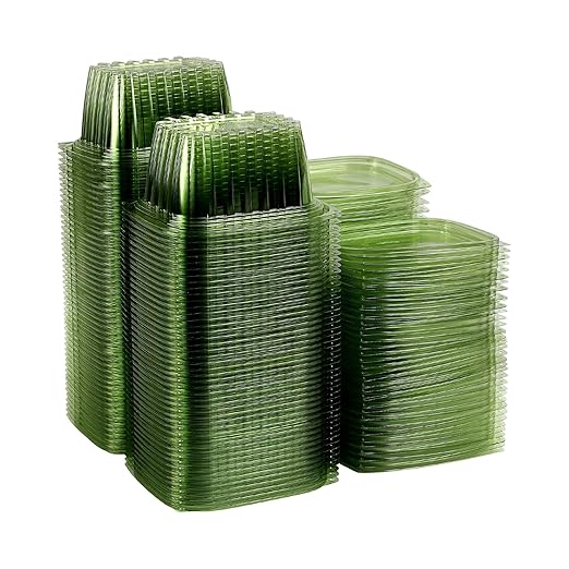 ECO PRODUCTS Compostable 16oz Rectangular Deli Containers With Lids, Pack of 100, Veridian Clear Green Meal Prep, Made from PLA, A Renewable Material Made from Plants, One Lid Fits All