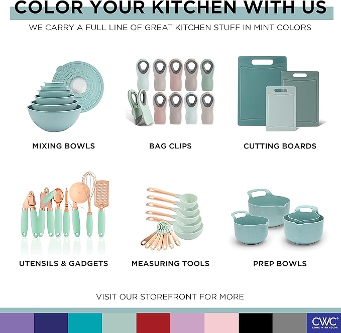 COOK WITH COLOR Mixing Bowl and Measuring Cups Bundle- 4 Deep Prep Bowls with Lids and 12 Piece Measuring Cups and Spoons Set