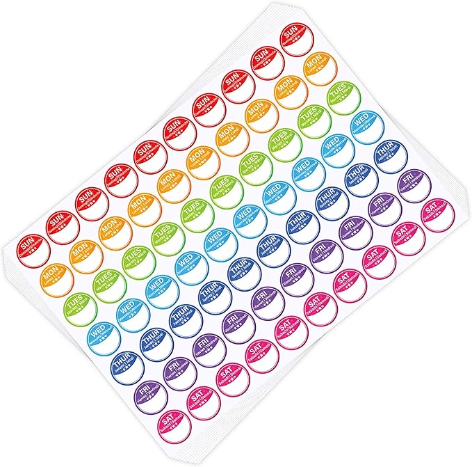 Lesnala 2520 Pcs Food Labels Stickers 7 Day of The Week Food Labels Writable and Peel Tab for Home Kitchen Restaurant Monthly Planners Meal Prep Accessory 1inch
