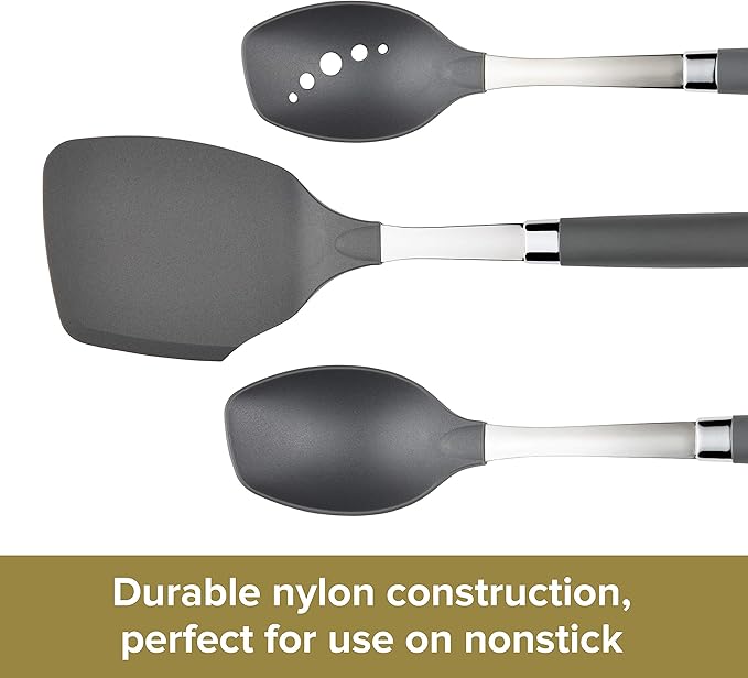 Anolon SureGrip Stainless Steel Meat Fork/Kitchen Tool, 13.25 Inch, Gray,46288