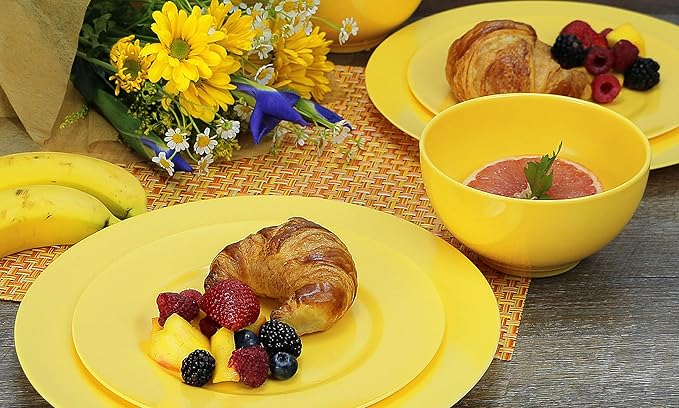 Calypso Basics by Reston Lloyd Melamine Bowl, Set of 6, Lemon Yellow