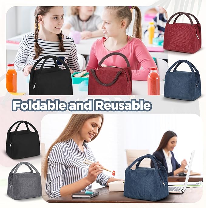 Chunful 12 Pcs Lunch Bags Bulk Insulated Reusable Lunch Bags Pouch with Aluminum for Women Adult School Office Work Employees