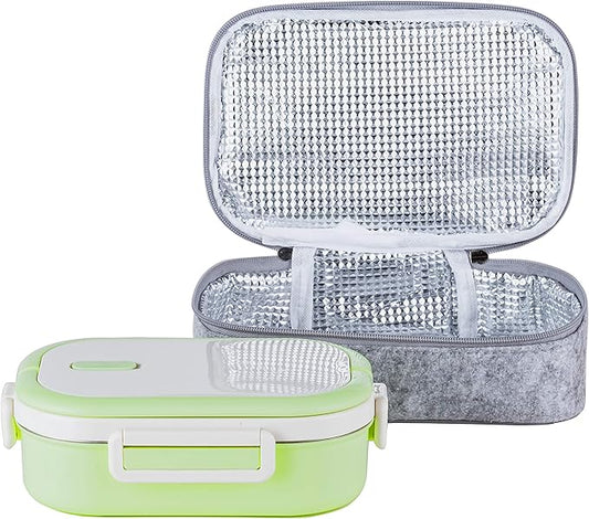 Lille Home Stainless Steel Leakproof Bento Lunch Box/Metal Food Container with Insulated Lunch Bag, BPA Free, 22 Ounces