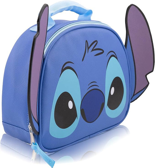Disney Lilo and Stitch Lunch Box for Kids | PU Leather Insulated Lunch Bag Lunch Box for Girls, Boys, Unisex, Toddlers | Stitch Blue Reusable Lunchbox