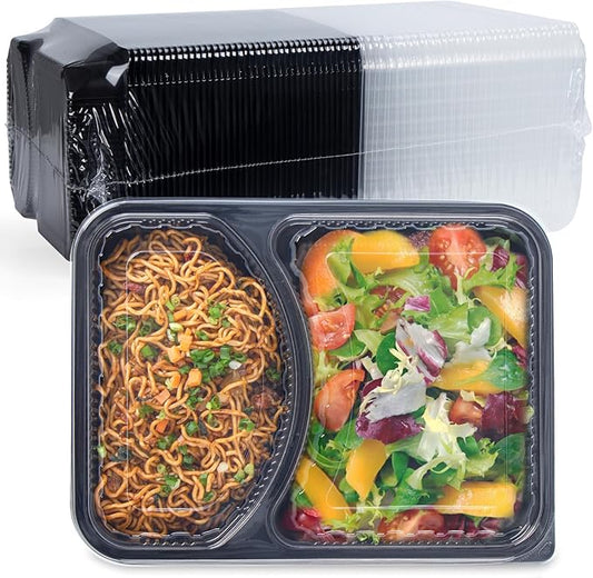 Meal Prep Container, 2-Compartment 40-Pack To Go Containers with Lids Reusable BPA Free Microwave and Freezer Safe Bento Boxes Ideal for Portion Control Food Storage(40oz)