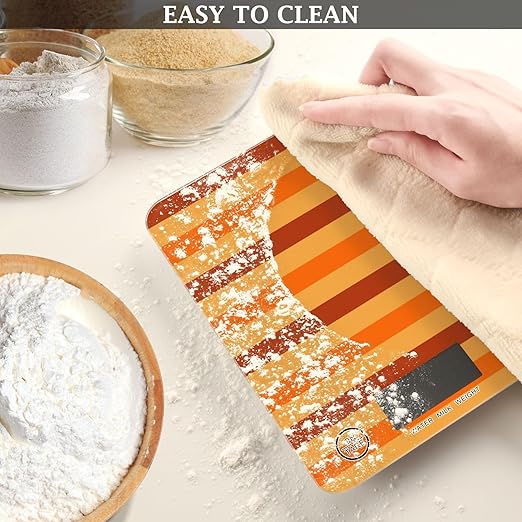 Food Scale Kitchen Scale for Baking Cooking Digital Food Weighing Measuring Scale Small Waterproof Electric Food Scale Fall Striped Orange