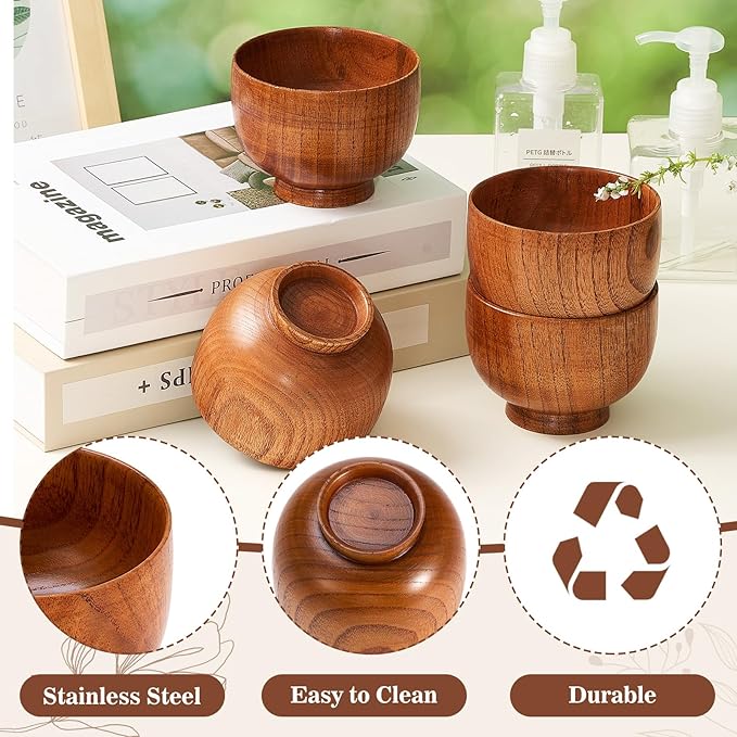 6 Pcs Wood Facial Mask Mixing Bowl Bulk, 3.54 Inch Wooden Facial Bowls Esthetician Supplies for Women DIY Skincare Products Home Salon