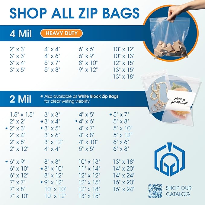 Spartan Industrial - 6” X 9” (1000 Count) Thick Durable Quart Clear Reclosable Zip Plastic Poly Bags with Resealable Lock Seal Zipper - 4 Mil