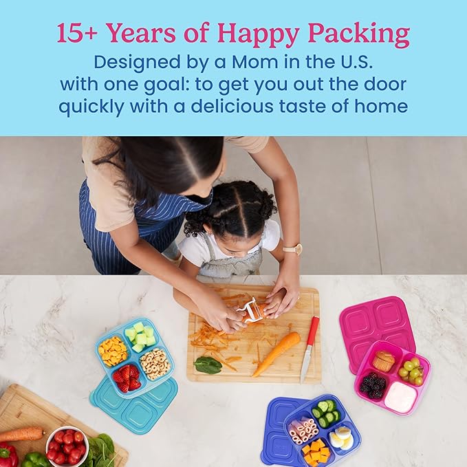 Bentgo Easyboxes 4-Compartment Snack Containers - 20-Piece Set with 10 Trays & 10 Custom-Fit Lids to Seal in Freshness - Reusable Food Storage & Meal Prep Bento BPA-Free Containers (Jewel Brights)