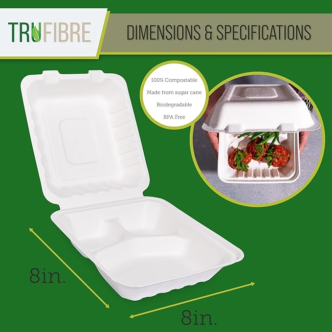 White Disposable Food Containers with Lids, To Go Clamshell, Take Out Boxes for Delivery, Cakes, Desserts, Party Favor, Events, 8x8 100 Pack