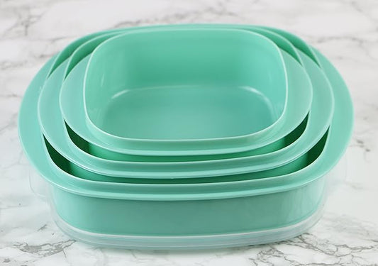 Reston Lloyd Nesting Microwave Containers, Set of 3, Adjustable Steam Vents, Airtight, Meal Prep, Durable BPA-Free Plastic- Freezer & Dishwasher Safe, Cookware & Food Storage, Anyday Cookware, Seafoam