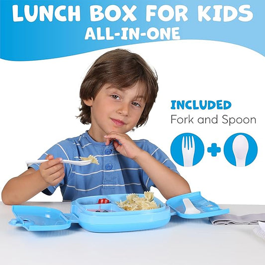 Umami All-in-1 Bento Box for Kids, Ice-pack & Utensils Included, 100% Leakproof & BPA free, Parents' favorite Lunch Box Kids (Blue, 27 oz)