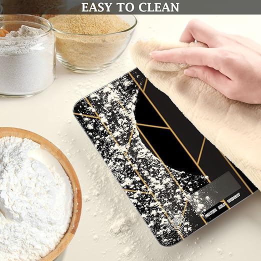 Food Scale Kitchen Digital Scale Food Ounces and Grams Dieting Baking Cooking Waterproof Glass Panels LCD Display,4 Units Scale Tare Function Geometry