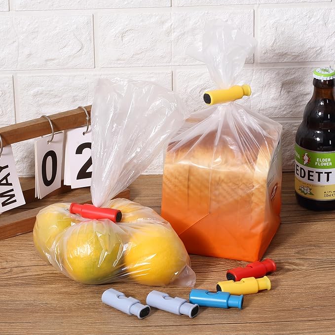 Mr. Pen- Squeeze and Lock Bread Bag Clips, 8 Pack, Candy Colors Squeeze and Lock Bread Clips Reusable