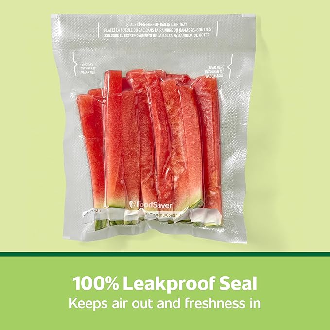 FoodSaver Pint Pre-Cut Vacuum Seal Bags, Easy Use Vacuum Storage Bags, Align to Seal and Tear to Open Vacuum Sealer Storage Bags, 27 Pack