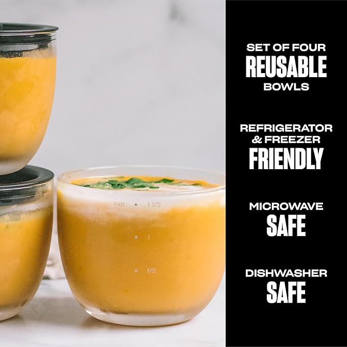 S'well 12oz Glass Prep Bowl Set of 4 For Easy Meal Prep, Black, Made From Durable Tempered Glass, Nests Inside 21.5oz S'well Eats