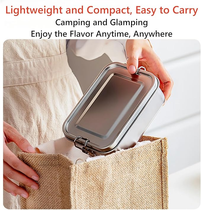 4 Pack Stainless Steel Lunch Box, 550ml Small Metal Bento Box Engraving Food Words, Reusable Dishwasher Safe Stainless Steel Containers for Work, Outdoor (Food, Small)