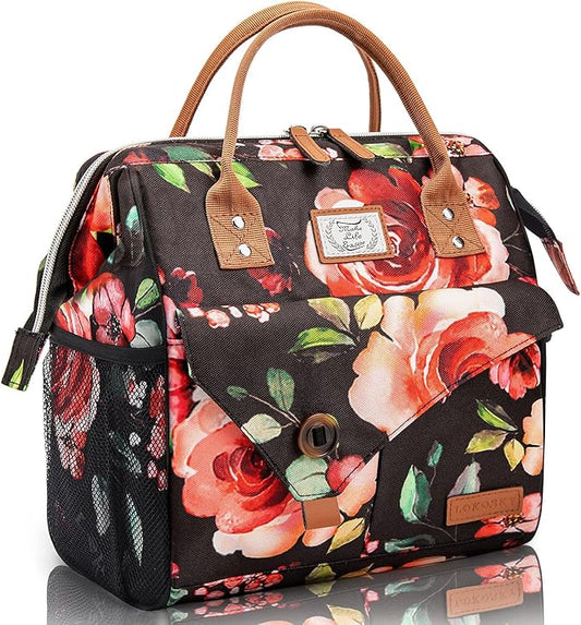 Lekesky Lunch Bag for Women Insulated Lunch Box for Work Tote Lunch Bag Adult Cooler Bag, Floral