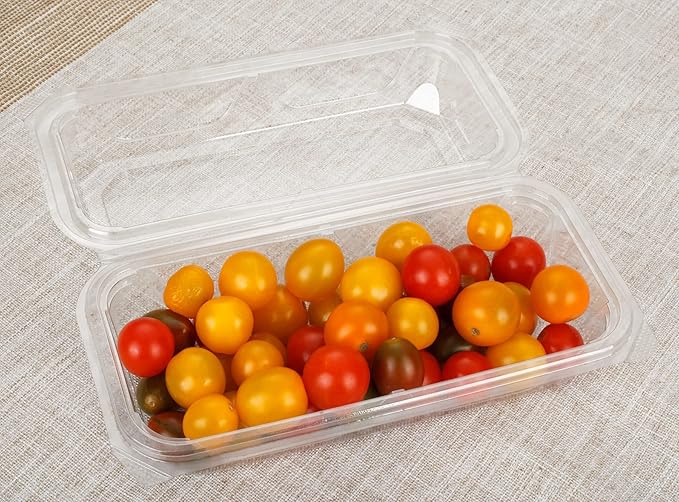 Golden Apple, Clear Plastic Square Hinged Food Container, 5" Length x 9" Width x 3" Depth, 20pieces