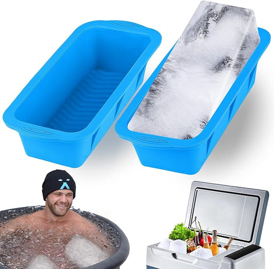 XANGNIER Extra Large Ice Block Mold,2 Pack 4.7lbs Ice Cubes for Cold Plunge or Coolers,Reusable Silicone Ice Molds for Ice Bath Chiller,Big Ice Tray
