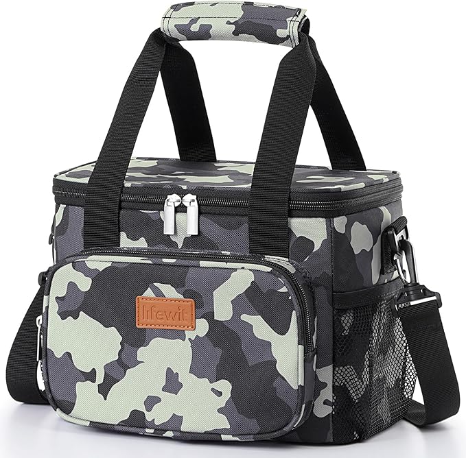 Lifewit Large Lunch Bag Insulated Lunch Box Soft Cooler Cooling Tote for Adult Men Women, Camouflage 12-Can (9L)