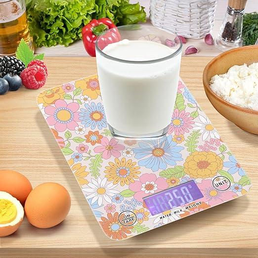 Food Scale Kitchen Scale Food Scales Digital Weight Grams and Ounces Small Electronic Food Scale for Baking Cooking Vintage Flowers