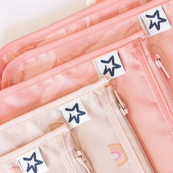 Tiny Twinkle Mess-Proof Travel Bags | TSA Airline Compliant, Zipper Closure, Clear Front Pouch, Diaper Bag Packing, Toiletry or Makeup Cosmetics Organizer