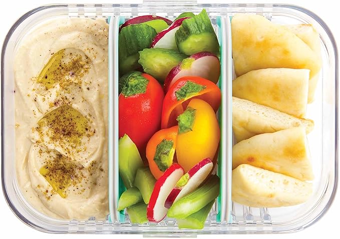 PackIt Mod Lunch Bento Food Storage Container, Mint Green, Shatterproof Crystal Clear Base, with Leak-resistant Dividers and Lid, Microwavable, Dishwasher Safe, Perfect for Meal Prep