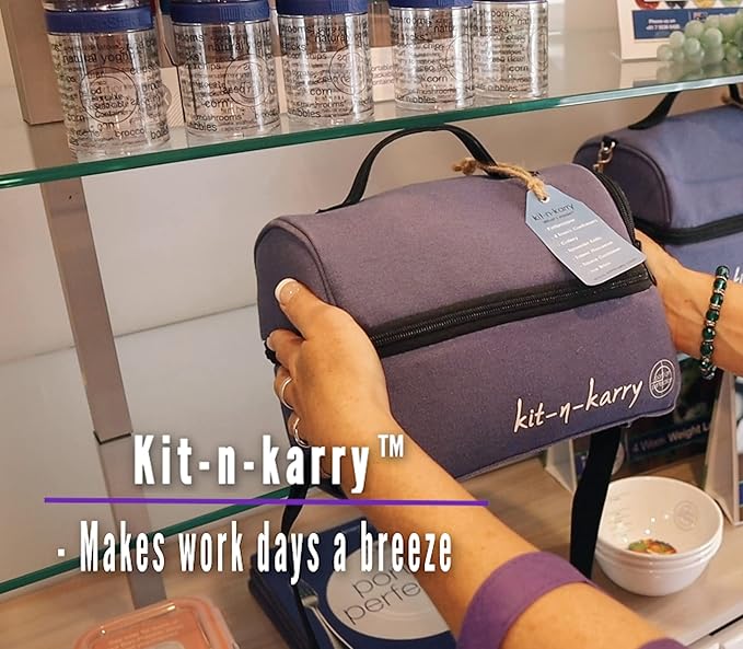 Kit-n-Karry Portion Control Containers with Bag Included - Food Portion Container, Stackable Snack Containers, Insulated Pail, Ice Brick, Portable Cutlery Kit, Dressing Container and Napkin