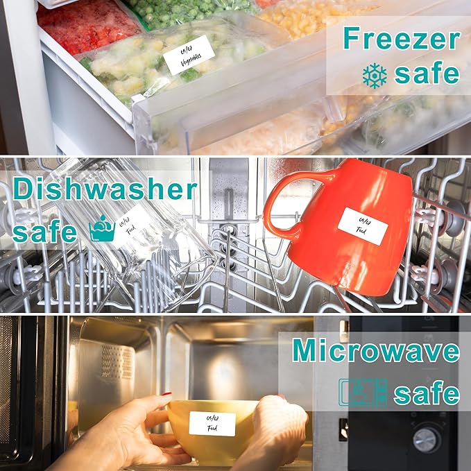 CATIFLIN 1200 Blank Removable Freezer Labels, Waterproof & Oil Resistant Stickers with Perforation Line, Ideal for Food Containers, Jars, and Pantry Organization (1" x 2")