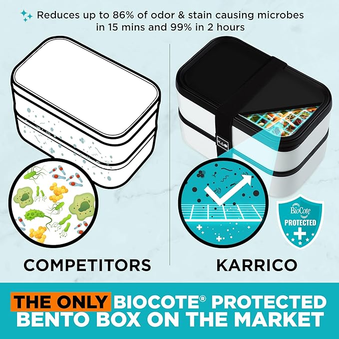 Double Premium Bento Box Adult, 67 fl oz BPA-Free - Cream' Stackable Lunch Box with Leak-Proof Lids & Dividers, Perfect for Meal Prep, Lunches & Portion Control