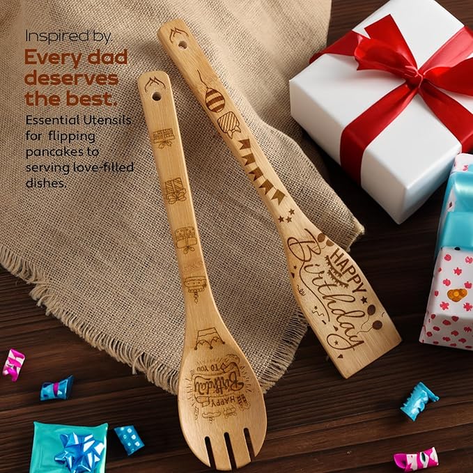 Birthday Gifts for Women – Premium Wooden Spoons for Cooking – Unique 40th Birthday Gifts Women & 50th Birthday Gifts for Her – Stylish Wooden Kitchen Utensil Set for Everyday Use
