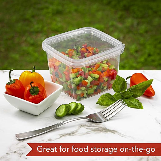 NYHI 40 Pack Square Clear Deli Containers with Lids Disposable BPA Free Square Plastic Food Storage Containers with Lids Airtight for Meal Prep Take Out Kitchen (16 oz)