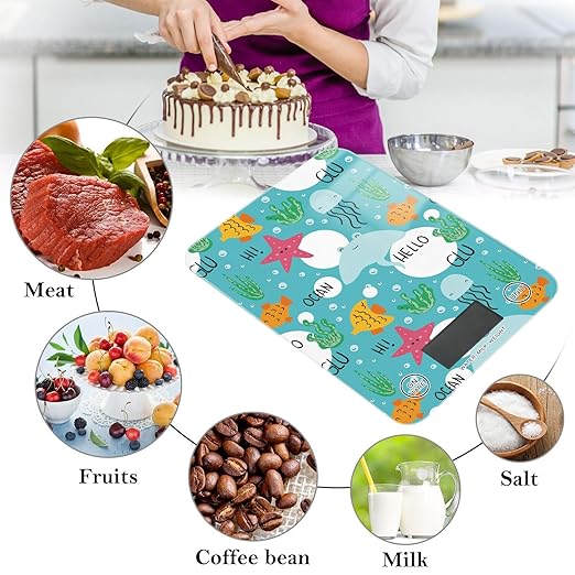 Food Scale Kitchen Scale for Baking Cooking Digital Food Weighing Measuring Scale Small Waterproof Electric Food Scale Sea Animals