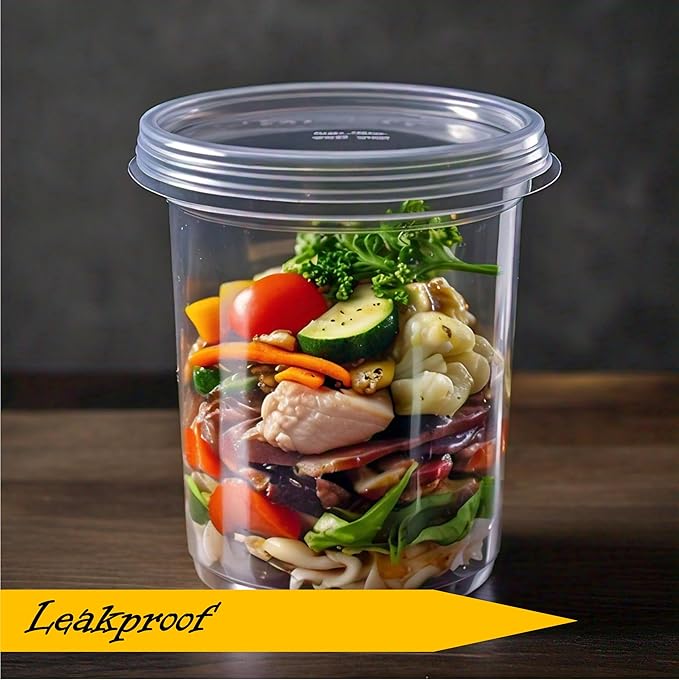 Mr Miracle Deli Containers with Lids - 12 Pack of 32 oz Clear Airtight Reusable Plastic Food and Multi-Purpose Containers - Microwave, Freezer, and Dishwasher Safe