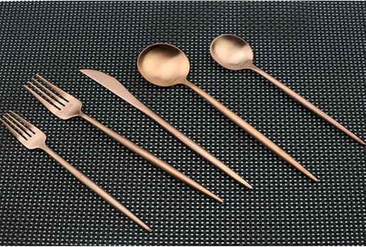 Flatware Set for 4, Luxury 20 Pieces Rose Gold Plated Copper Color 18/10 Stainless Steel Silverware Flatware Sets Spoons Knives and Forks Set, Service for 4