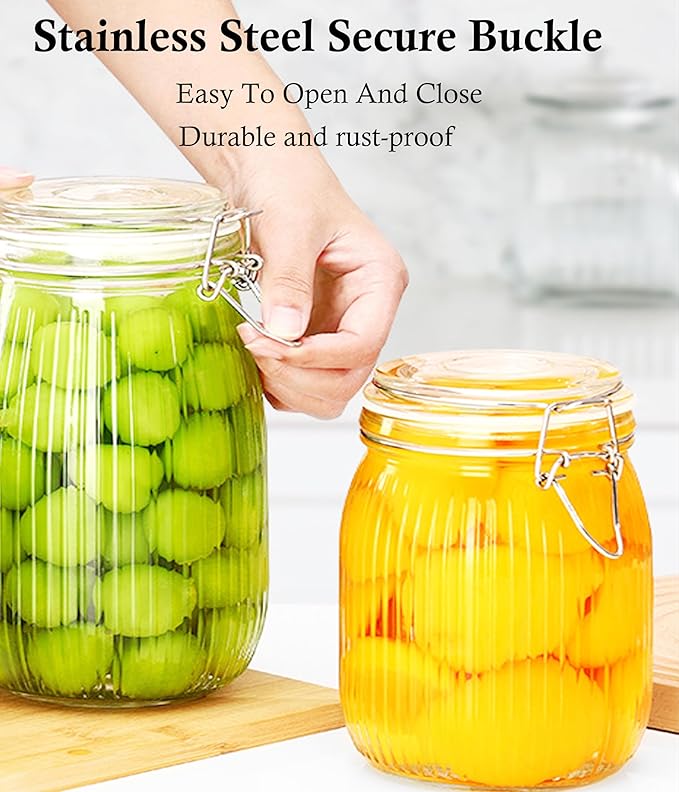 GMEPOCH Glass Jars With Airtight Lid 16 Oz-6 Set Sealed Wide Mouth Glass Storage Jars Food Canister Leakproof For Kitchen Pantry Fruits Coffee Beans Nuts Baking Goods Tea Spice Cereal Candies
