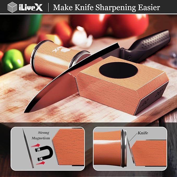 Rolling Knife Sharpener – Work Sharp Sharpener for Kitchen & Pocket Knife Sharpening Kit with Sharpening Stone – Roller Knife Sharpener, Afilador de Cuchillos – Kitchen Gadget & Tool