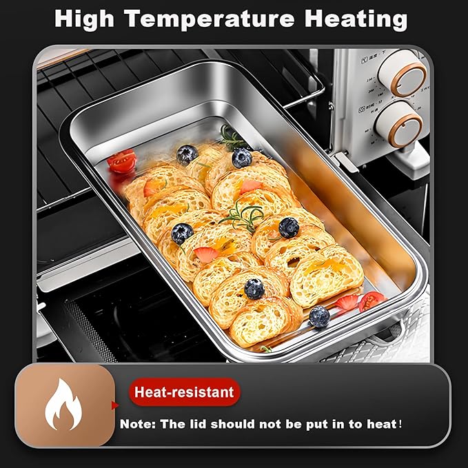 Large Stainless Steel Food Storage Containers, Food Containers with Lids for Kitchen, Picnic, Travel, Durable, Leak-Proof Design Set of 3 sizes