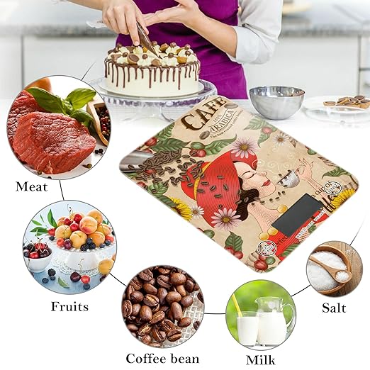 Food Scale Kitchen Digital Scale Food Ounces and Grams Dieting Baking Cooking Waterproof Glass Panels LCD Display,4 Units Scale Tare Function 1997