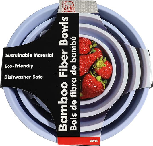 Chef Craft Eco Bamboo Fiber Mixing Bowl Set, 4 Piece Set, Blue