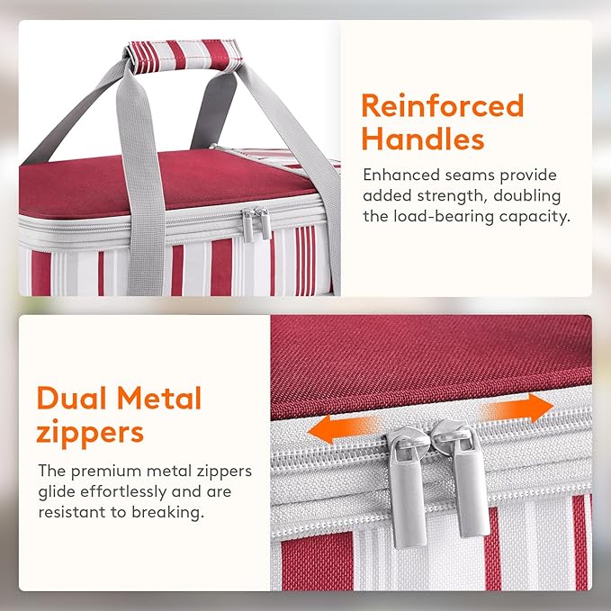 Lifewit Expandable Insulated Casserole Carrier for Hot or Cold Food, Double Decker Food Bag Lasagna Holder Carry Tote for Potluck Parties/Picnic/Cookouts, Fits 9"x13" Baking Dish, Red