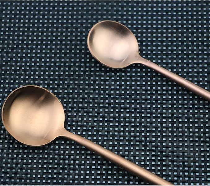Flatware Set for 4, Luxury 20 Pieces Rose Gold Plated Copper Color 18/10 Stainless Steel Silverware Flatware Sets Spoons Knives and Forks Set, Service for 4